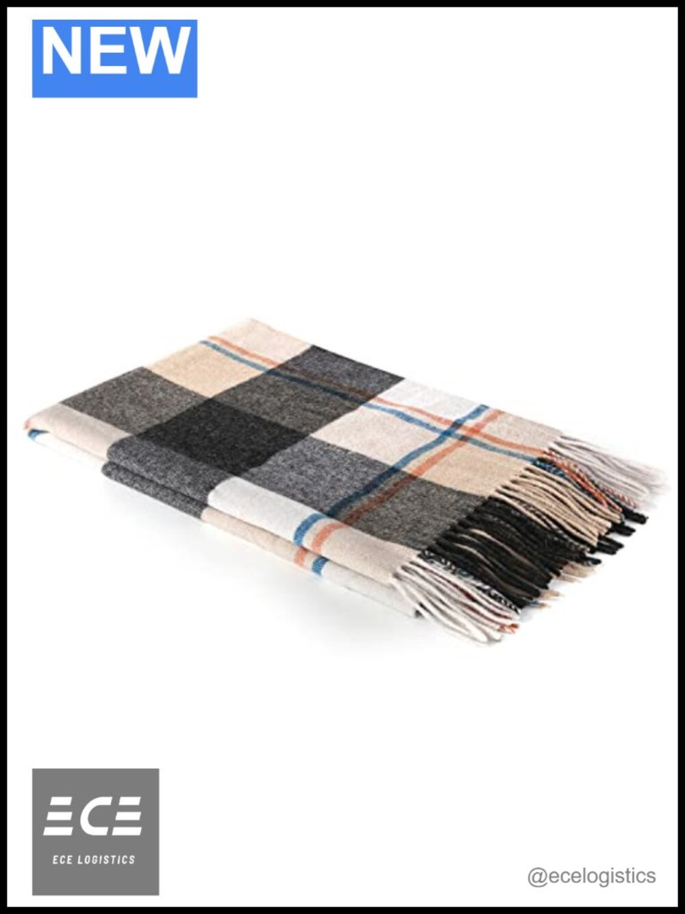 100% Pure Cashmere Scarf Oversized Winter Wrap Fringed Travel Pouch